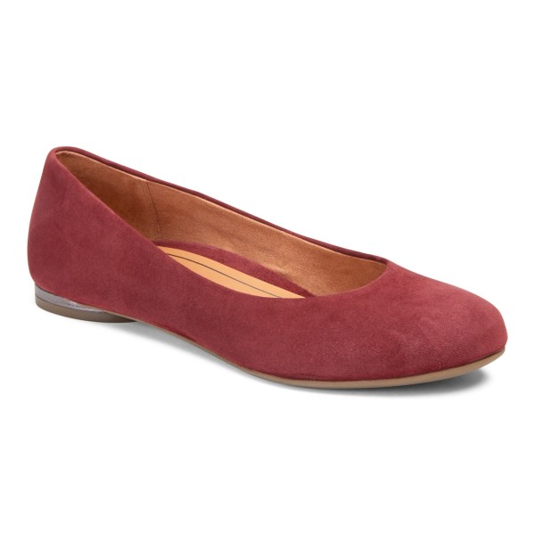 Vionic Flats Ireland - Hannah Ballet Flat Burgundy - Womens Shoes Online | CFKON-2980